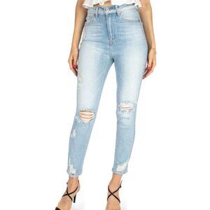 KANCAN Dakota Ultra High Rise Distressed Light Wash Ankle Skinny Jeans Womens 26